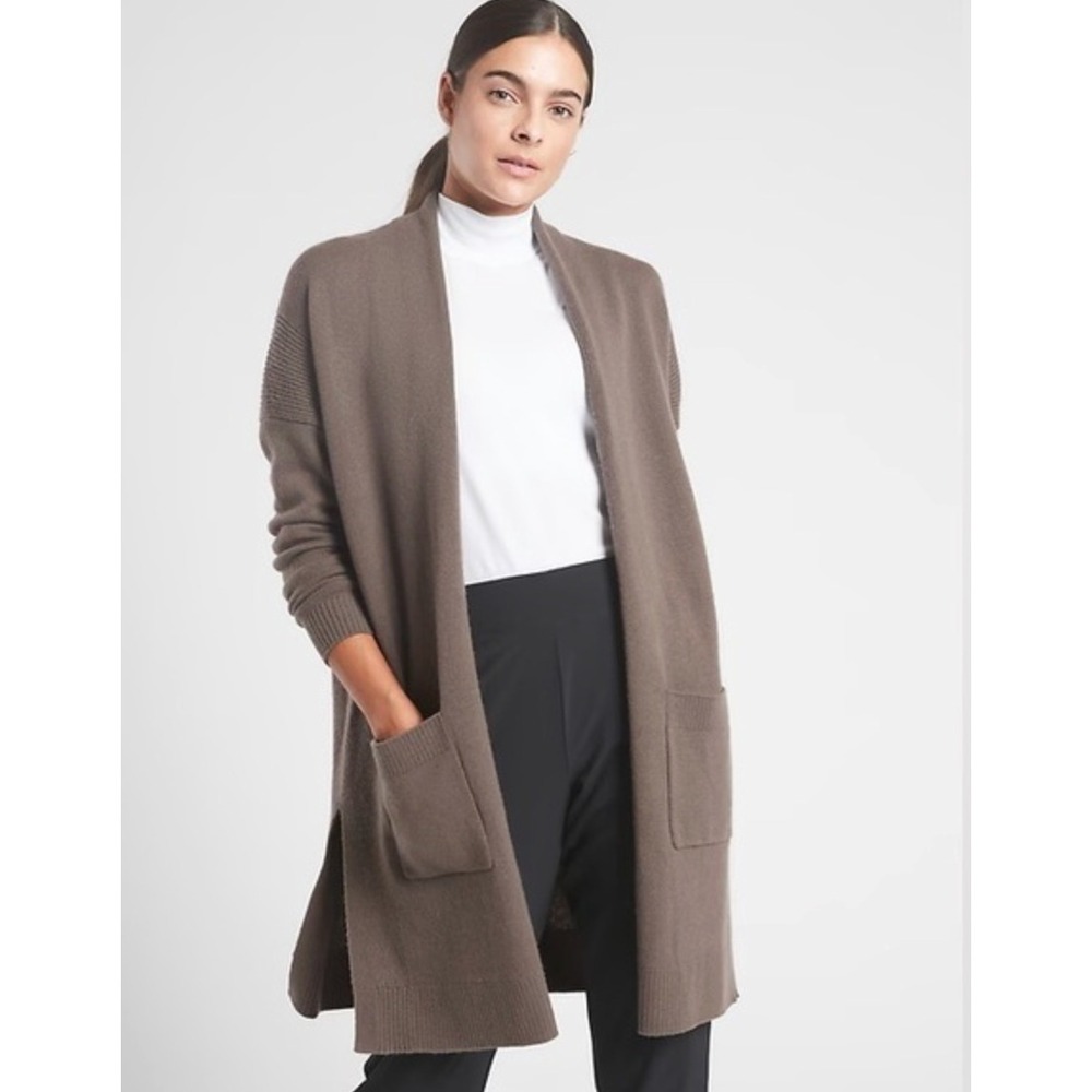 Athleta Womens Spirit Wrap Cashmere Wool Cardigan Size XXS Brown Quiet Luxury